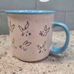 Meritage‎ Bunny Rabbit Coffee Mug Blue Ceramic Easter Cup